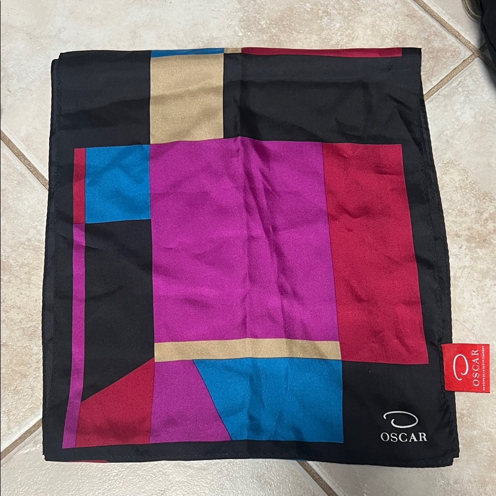 Oscar De La Renta Multicolor Geometric Pattern Scarf